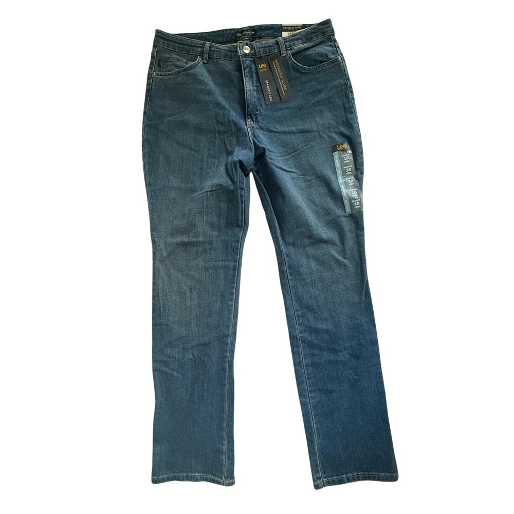 NWT Lee Instantly Slims Relaxed Fit Straight Leg Jeans 18 Long Seattle Blue NWT